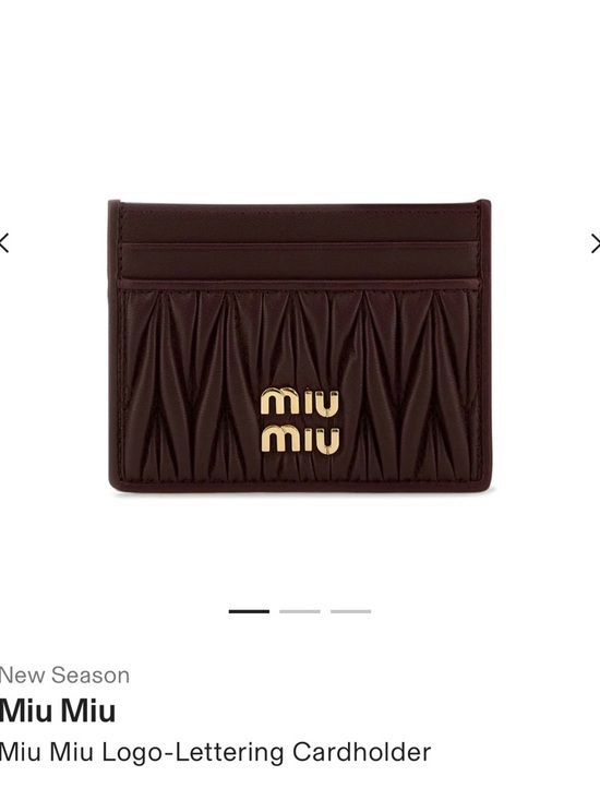 Miu Miu Burgundy Quilted Leather Card Case with Gold Logo - Picture 2 of 3